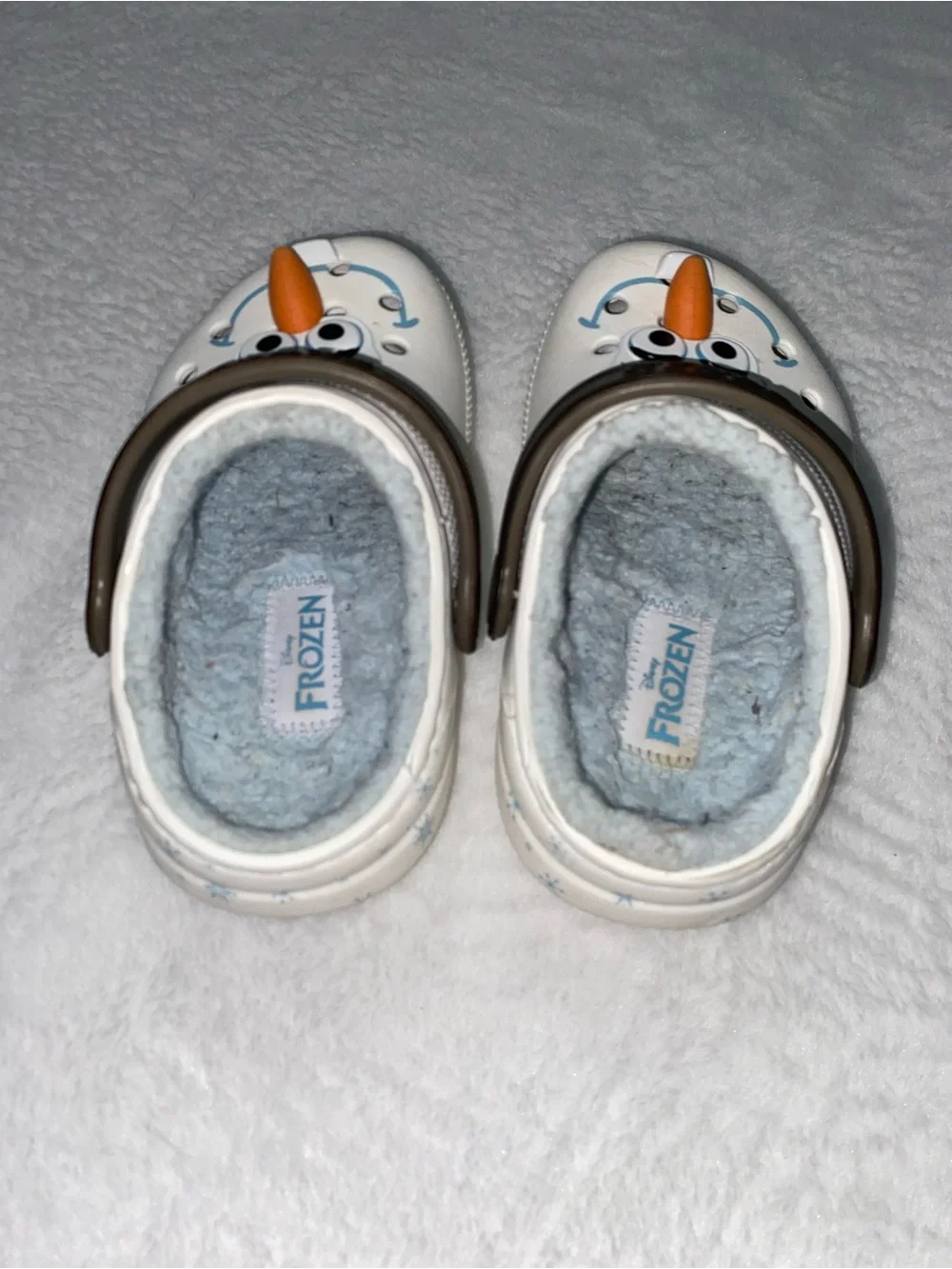 Crocs Unisex Disney Frozen Olaf Lined Classic Clog Size 7 Kids Used